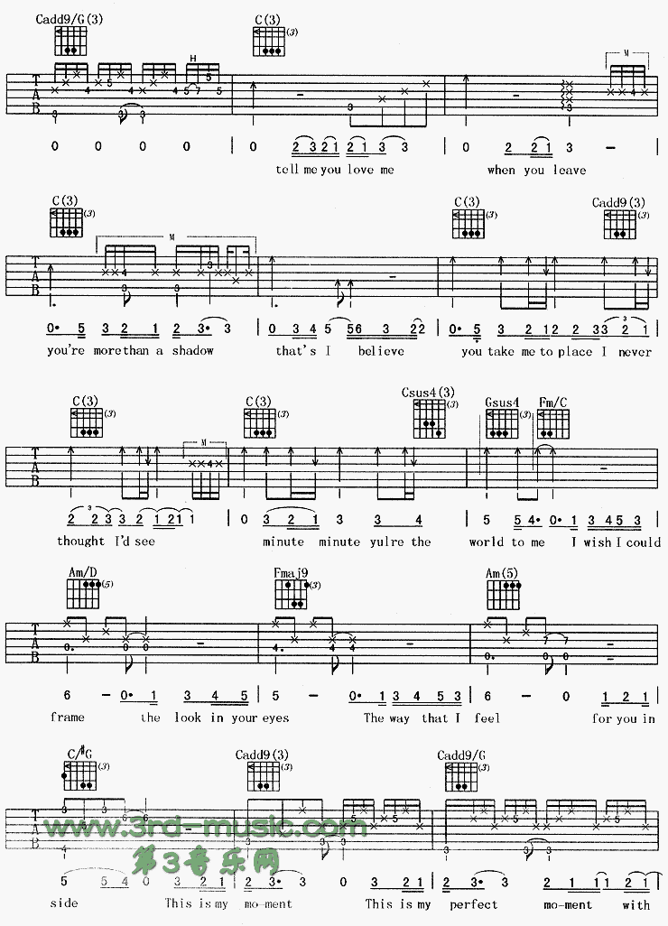 Perfect Moment(完美时刻、《流星花园》插曲) 吉他谱