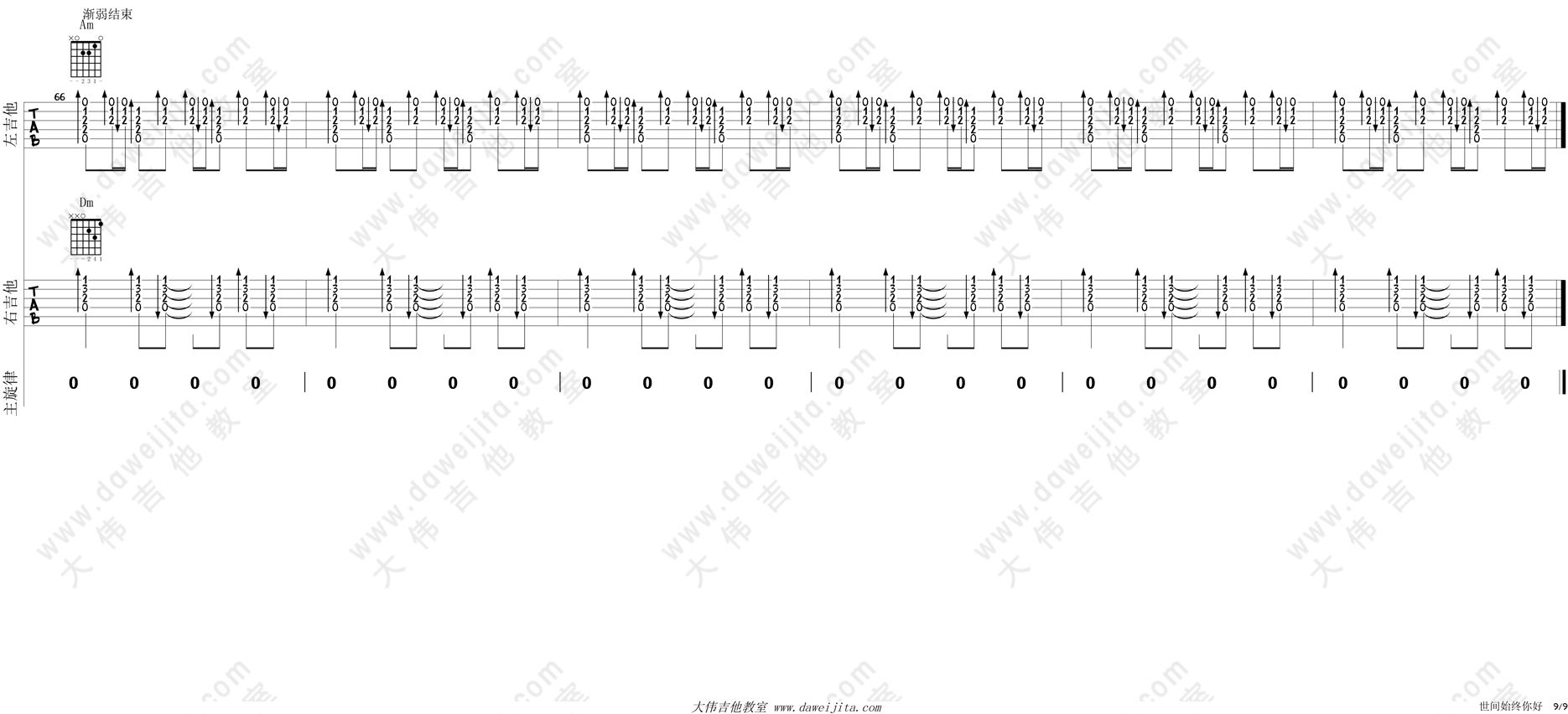 世间始终你好 吉他谱