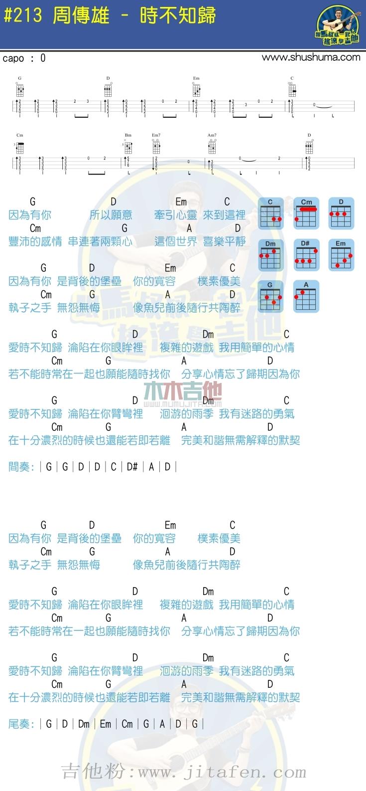 时不知归(马叔叔) 吉他谱