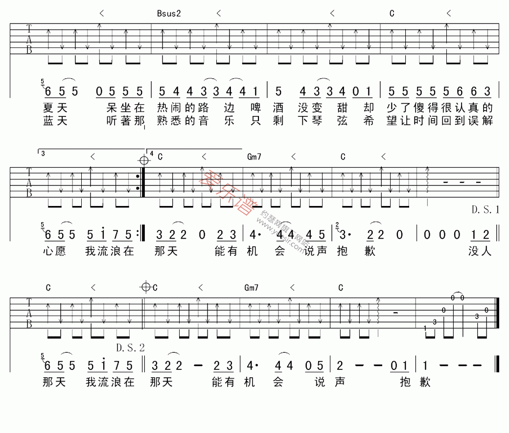 飞轮海《一个人流浪》 吉他谱