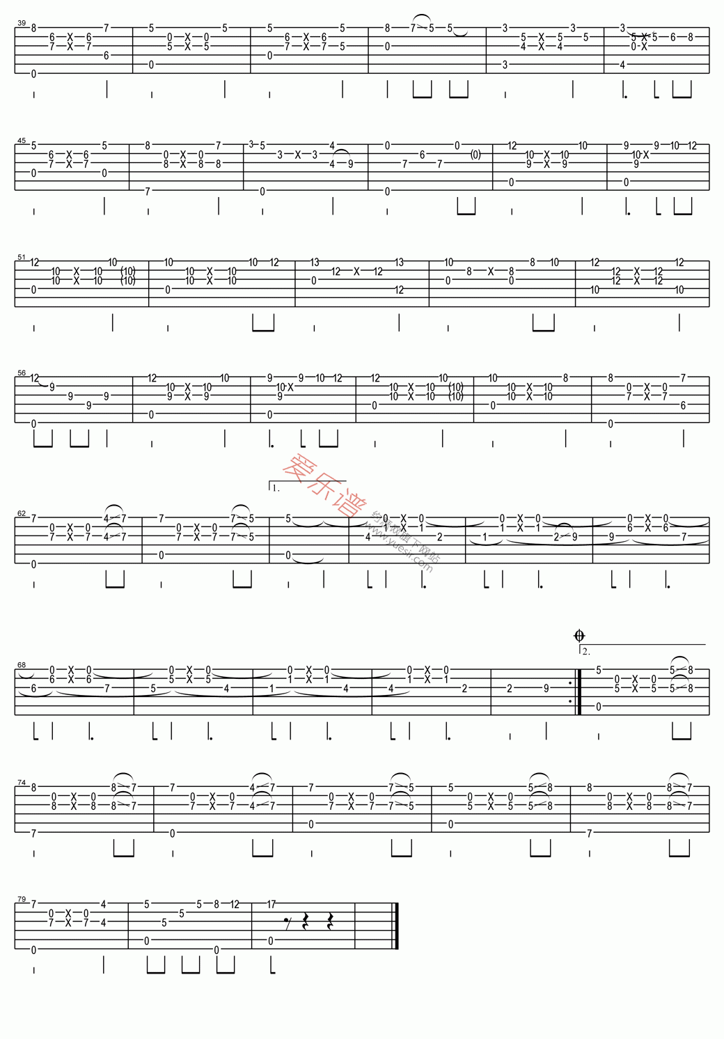 押尾桑《ノスタルジア(乡愁)》 吉他谱