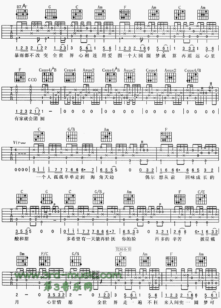 团圆(《卧虎藏龙》主题曲)吉他谱--电影 吉他谱