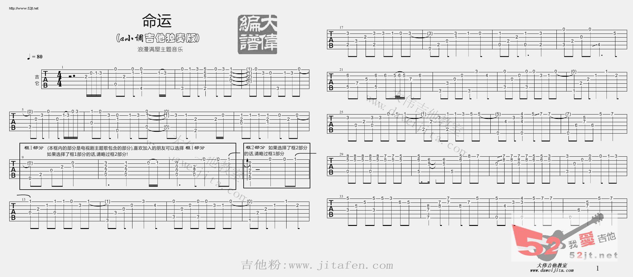 韩剧《浪漫命运》插曲 命运 教学吉他谱视频 吉他谱