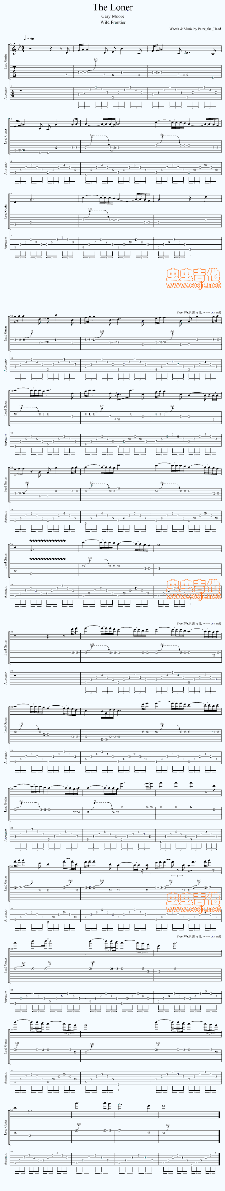 the loner 吉他谱