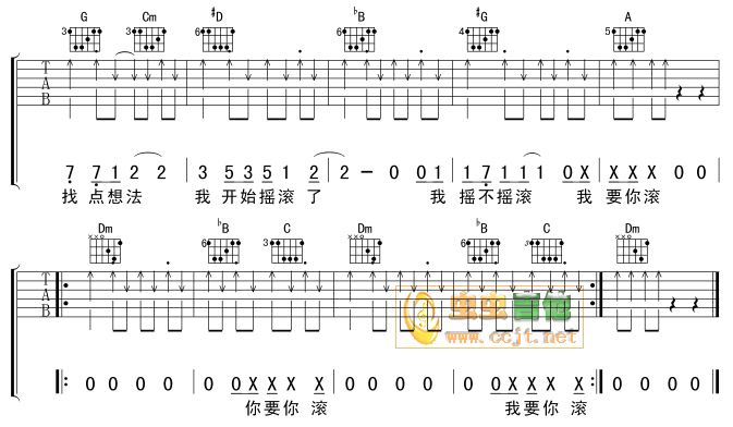 我开始摇滚了 吉他谱