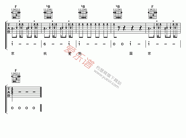 成龙、刘媛媛《国家》 吉他谱