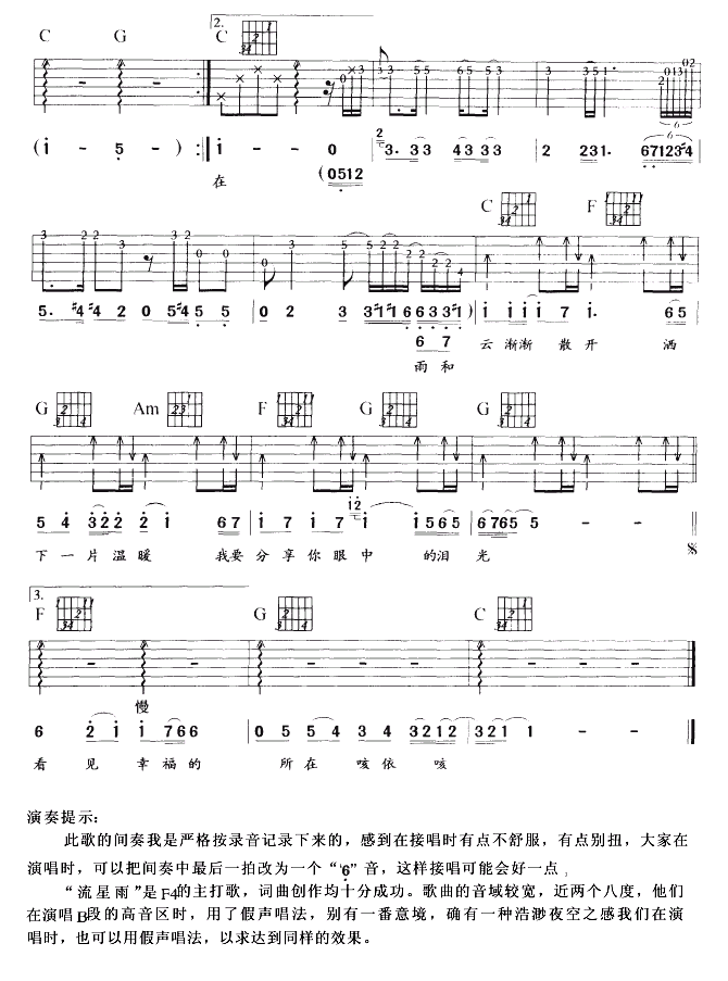 流星雨（F4） 吉他谱