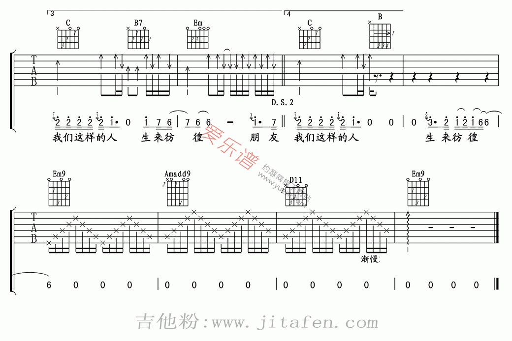 汪峰《生来彷徨》 吉他谱