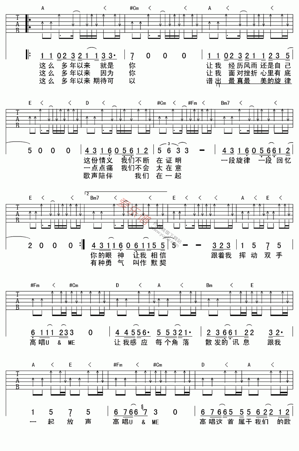 羽泉 - 最美 [弹唱] 吉他谱