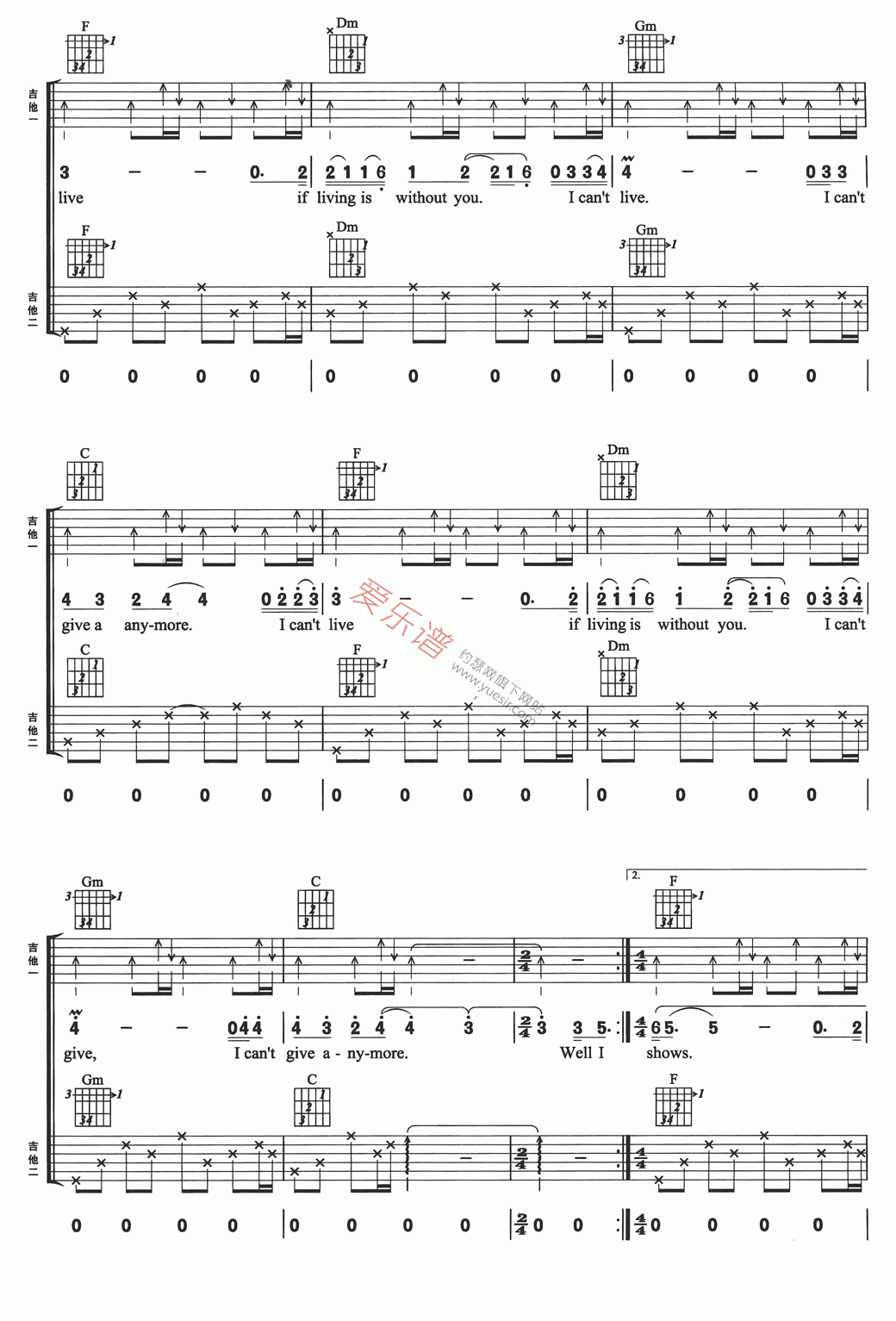 Mariah Carey(玛丽亚·凯莉)《Without You》 吉他谱