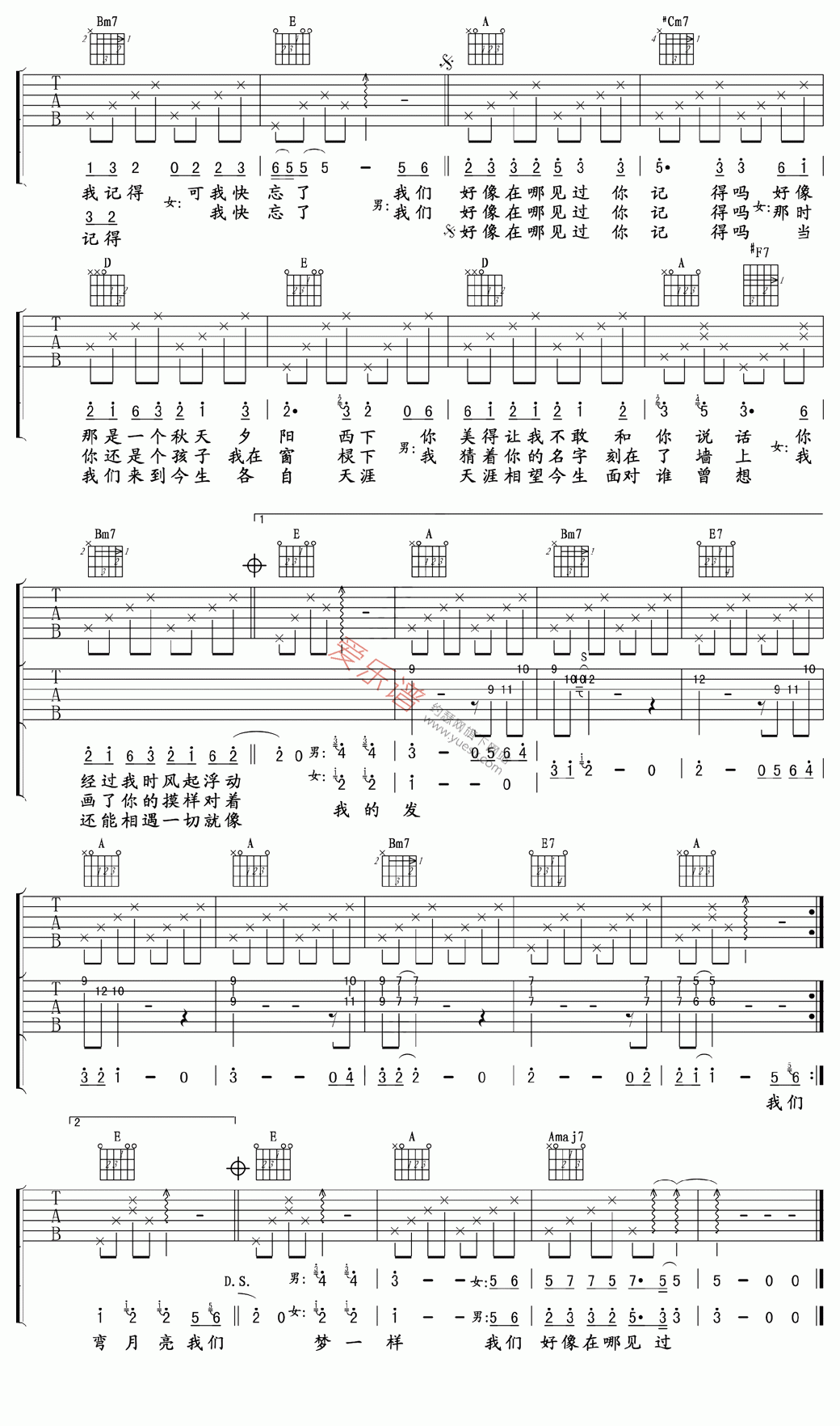 叶蓓、小柯《我们好像在哪见过》 吉他谱