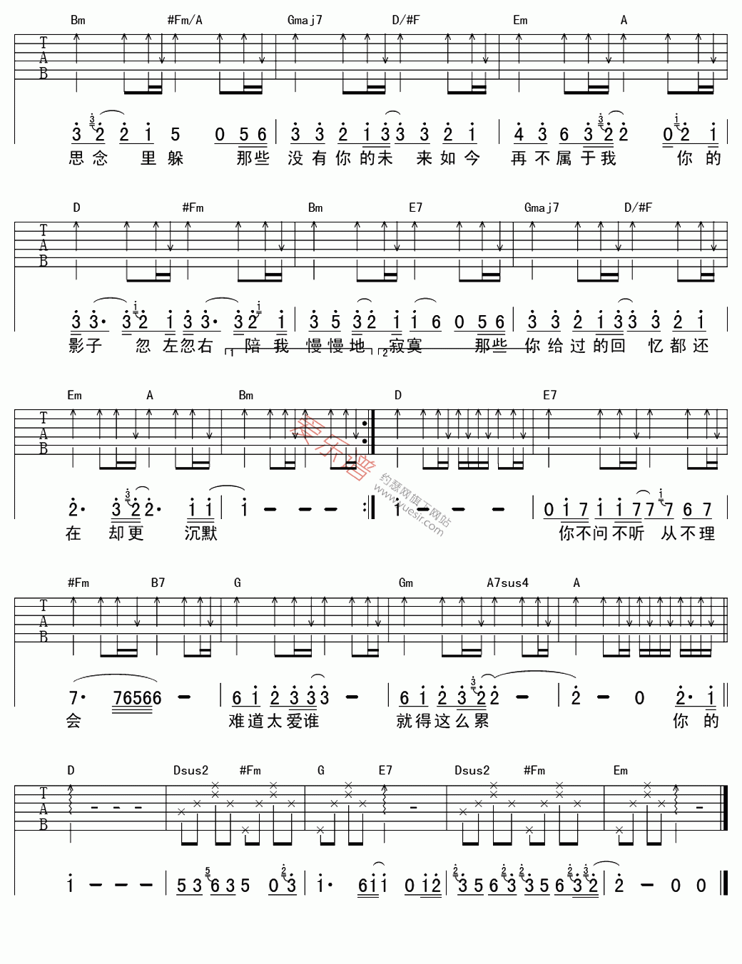 迪克牛仔《影子》 吉他谱