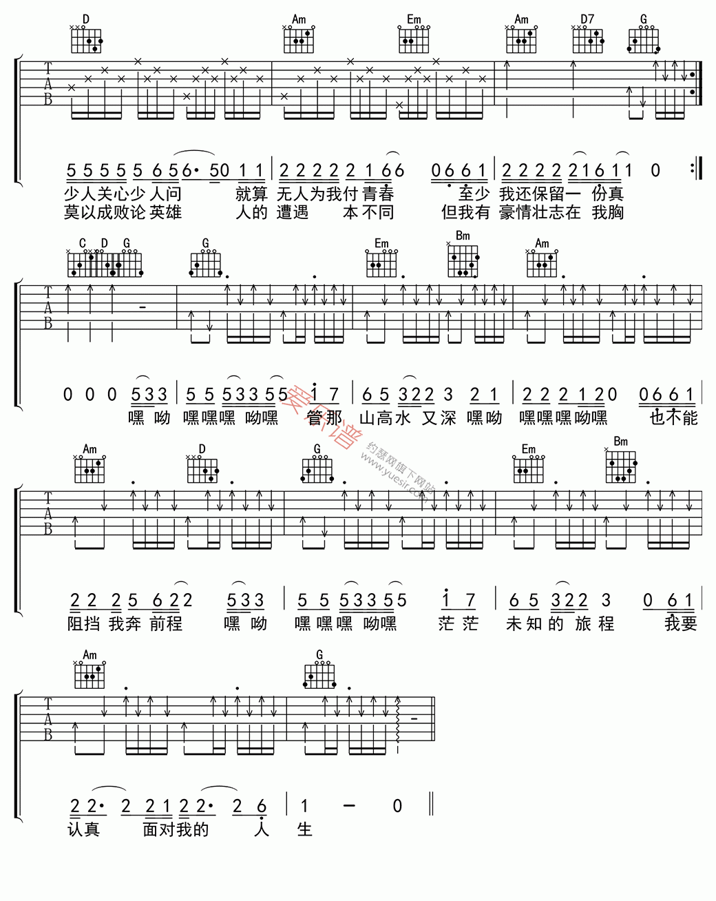 成龙、李宗盛《壮志在我胸》 吉他谱