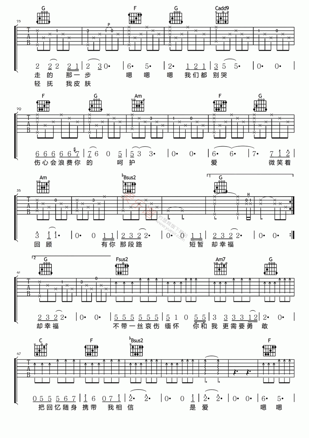 梁文音《我们都别哭》 吉他谱