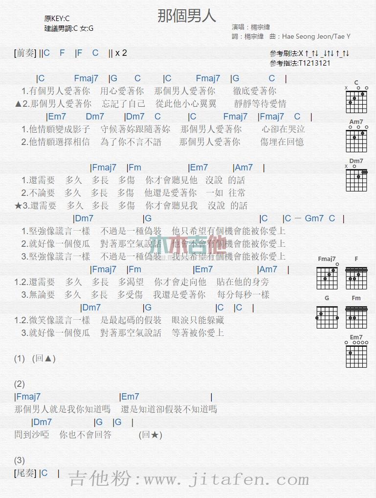 那个男人 吉他谱