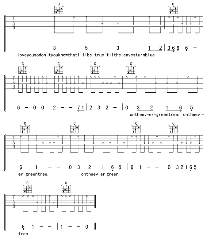 evergreen tree 吉他谱