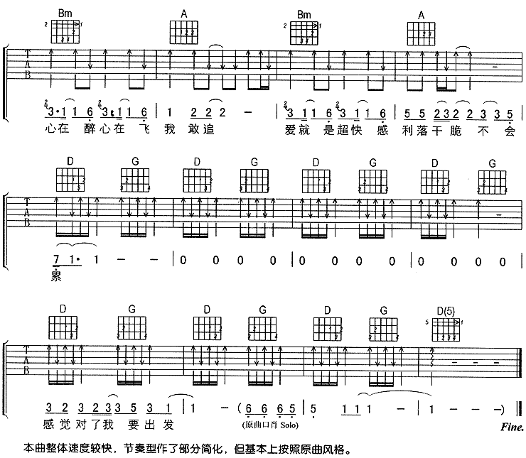 超快感（孙燕姿） 吉他谱