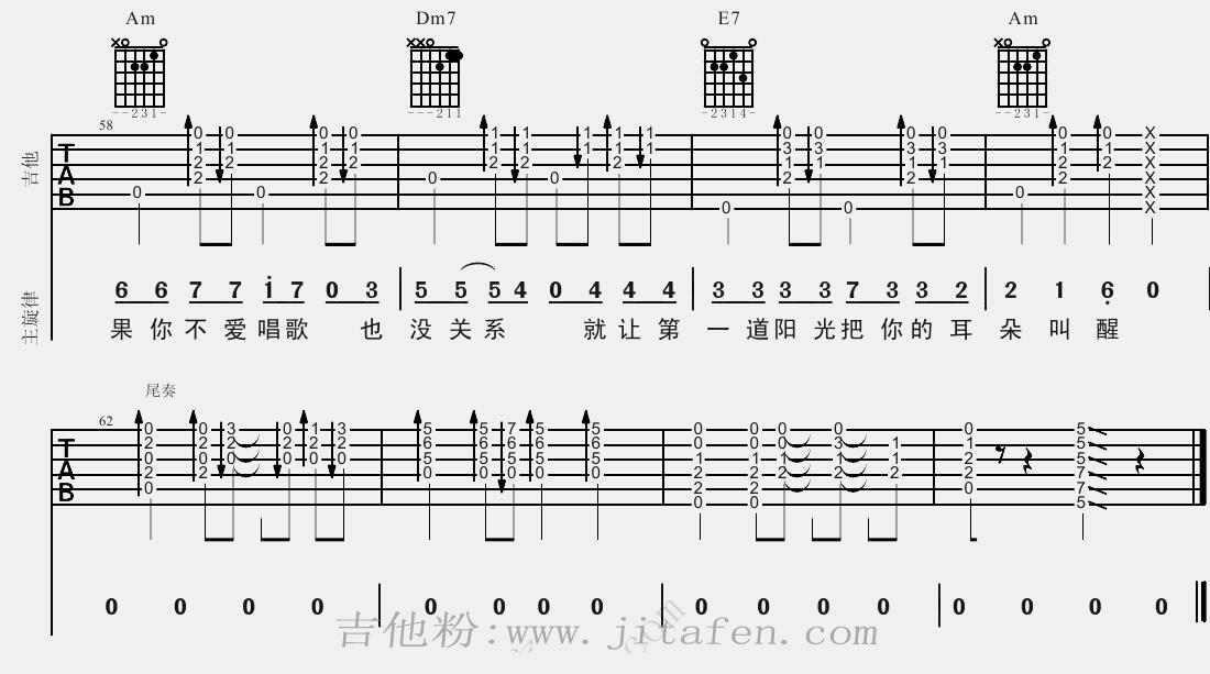 把耳朵叫醒 吉他谱