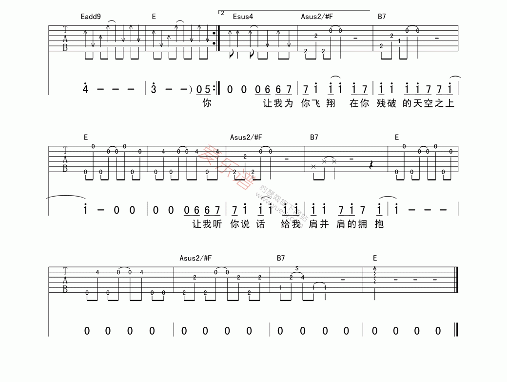 陈绮贞《失败者的飞翔》 吉他谱