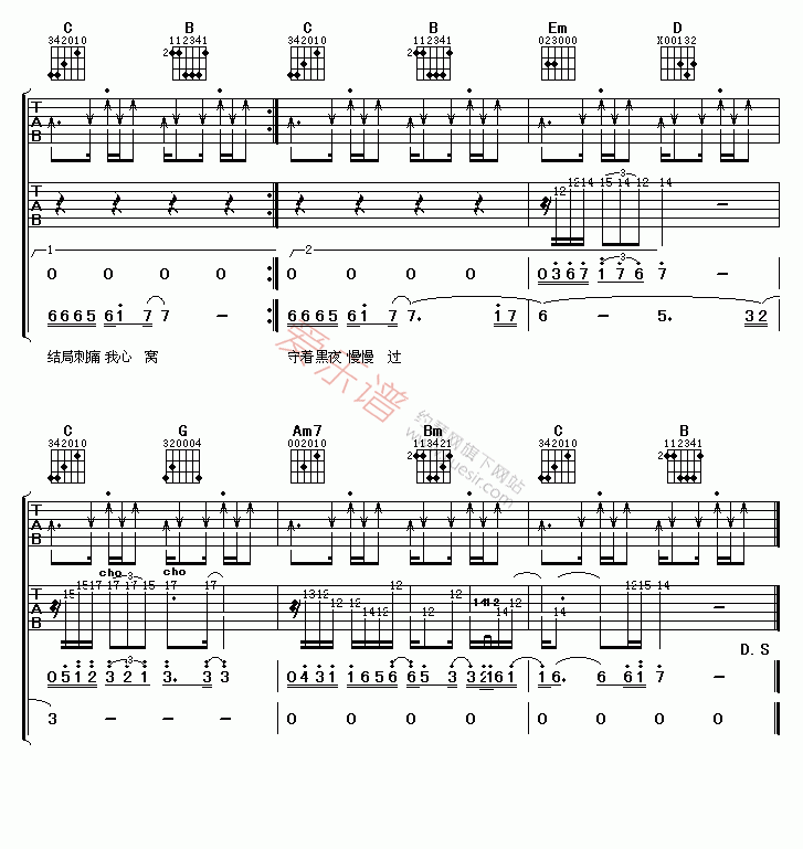 姜玉阳《爱情惹的祸》 吉他谱