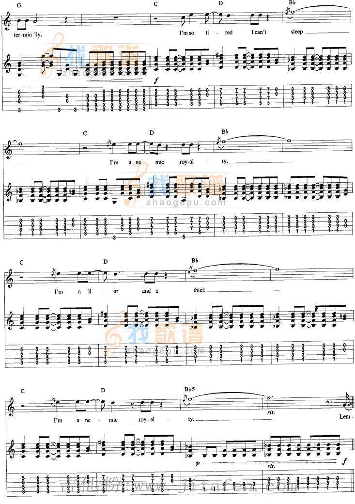 Penny Royal Tea吉他谱 吉他谱