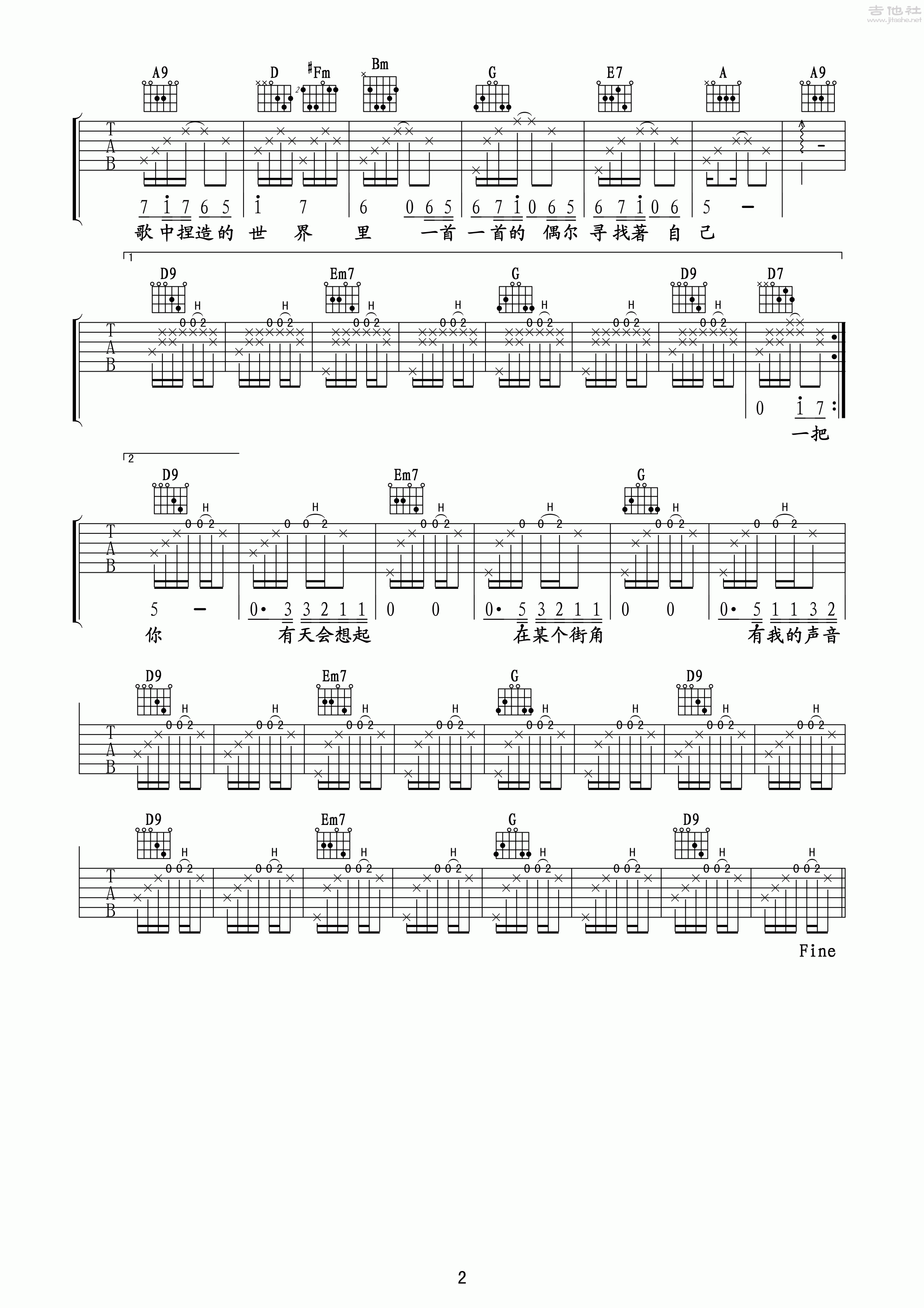 街角的Guitar Man 吉他谱