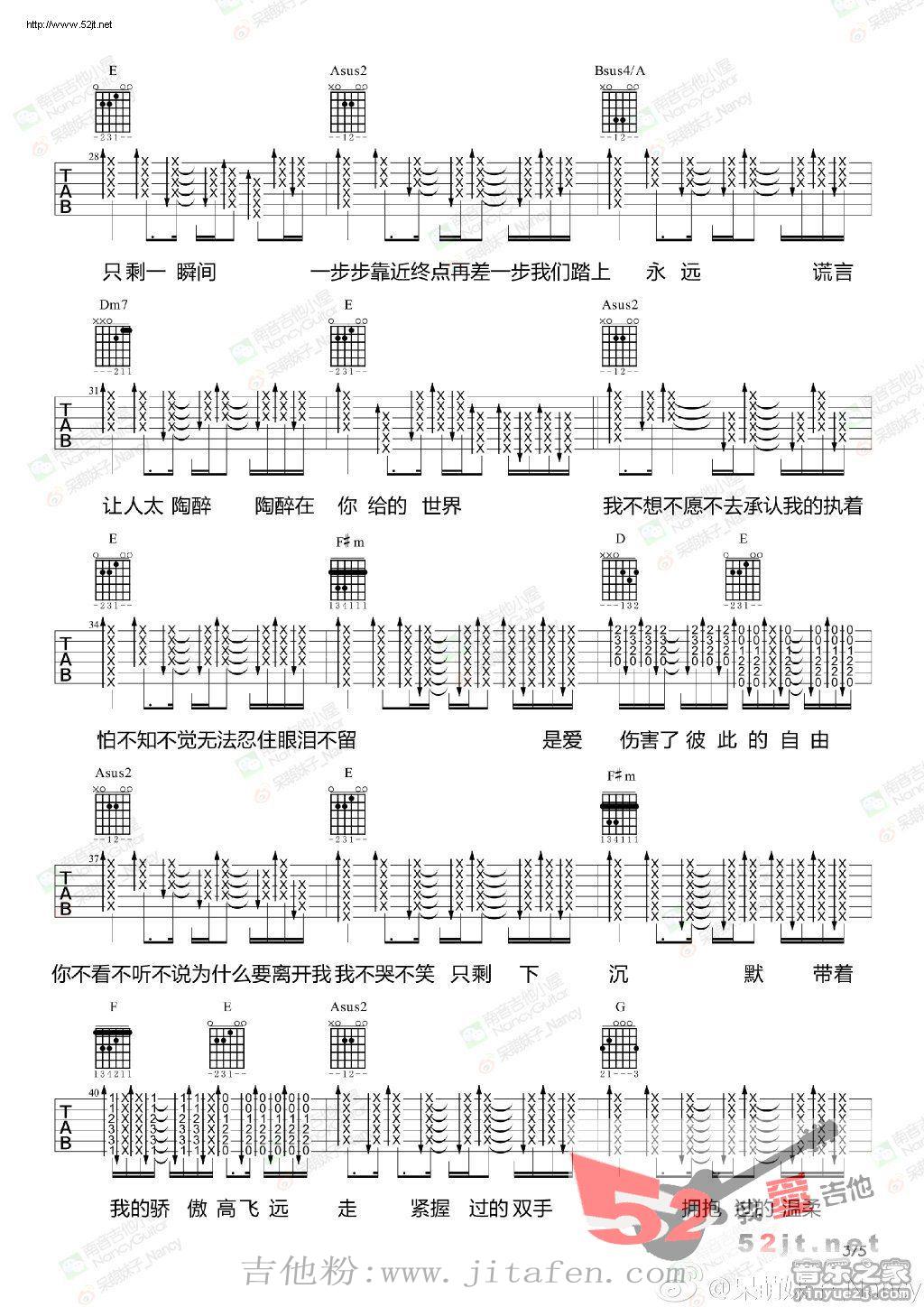 不痛 Nancy教学吉他谱视频 吉他谱