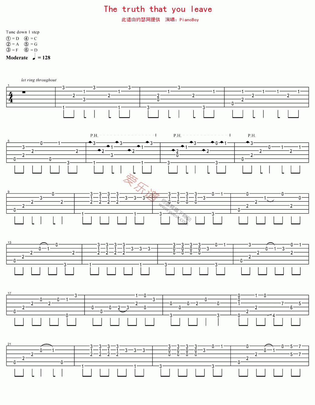 PianoBoy《The truth that you leave》 吉他谱