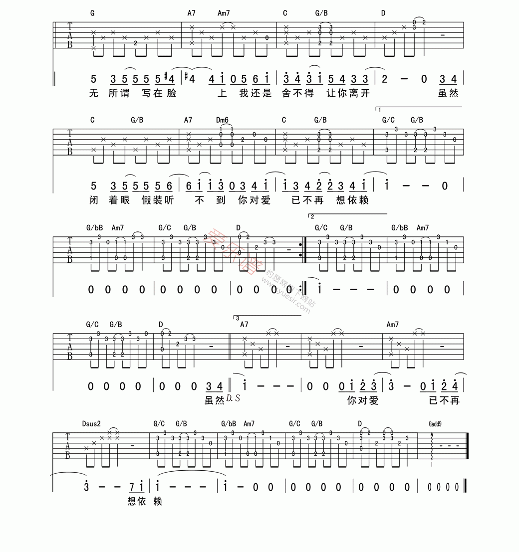 蔡健雅《依赖》 吉他谱