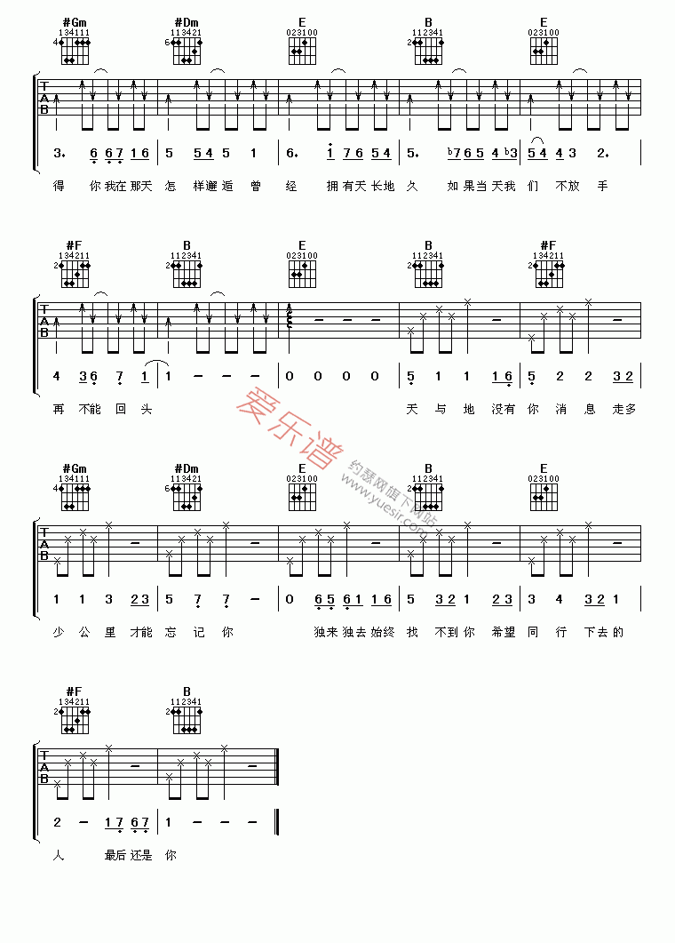 光良、卫兰《一个人走》 吉他谱