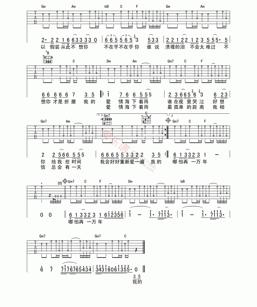 黄品源《孤单爱情海(高清版)》 吉他谱
