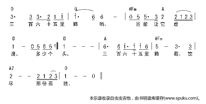 三百六十五里路-认证谱 吉他谱