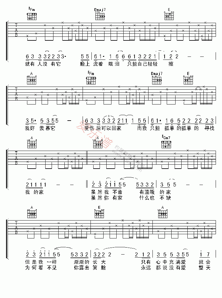 潘美辰《我想有个家》 吉他谱