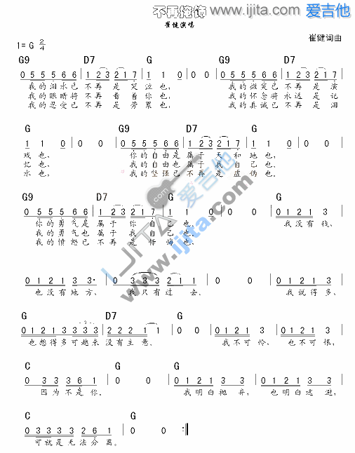 不再掩饰 吉他谱