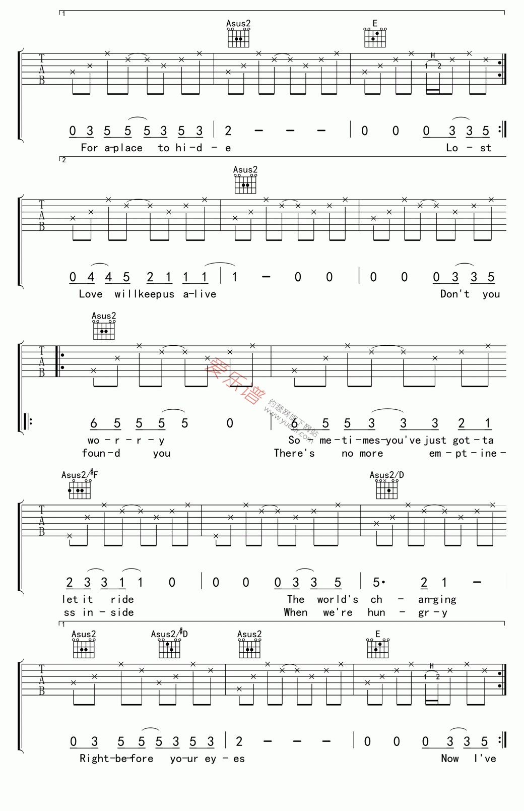 The Eagles(老鹰乐队)《Love will keep us alive(爱让我们活下去)》 吉他谱