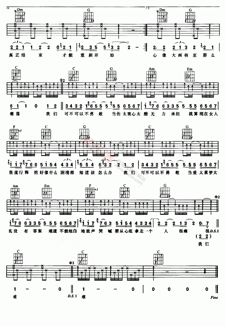 范玮琪《可不可以不勇敢》 吉他谱