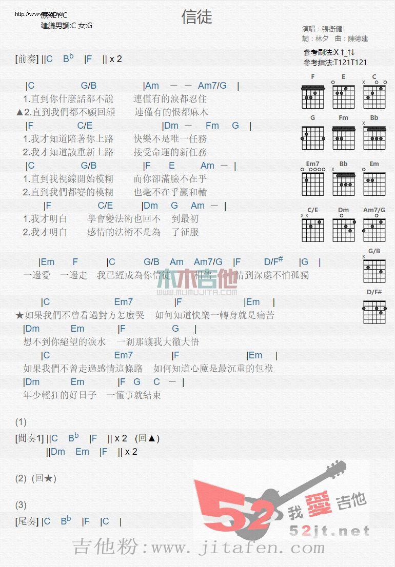 信徒 简易版 吉他谱