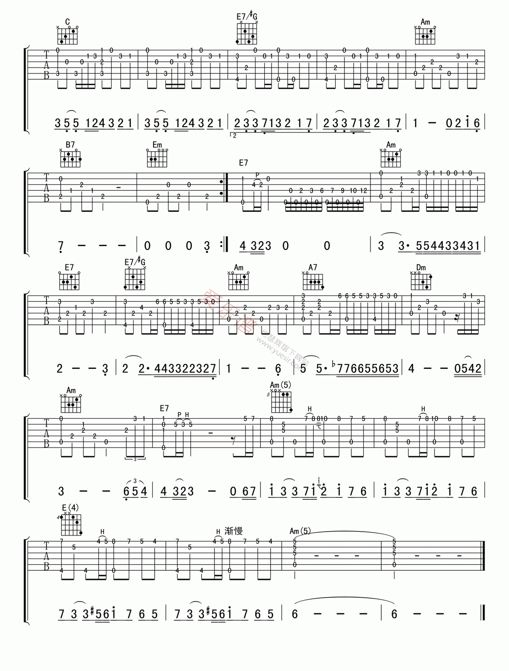 理查德·克莱德曼《秋日的私语(高清版)》 吉他谱