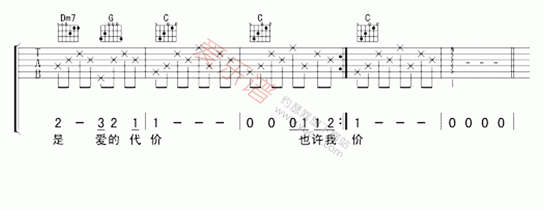 张艾嘉《爱的代价》 吉他谱