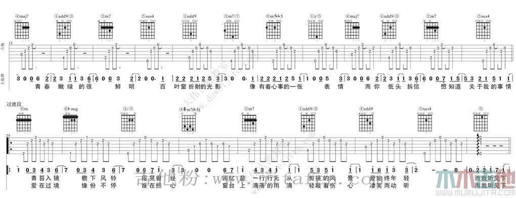 听见下雨的声音 吉他谱