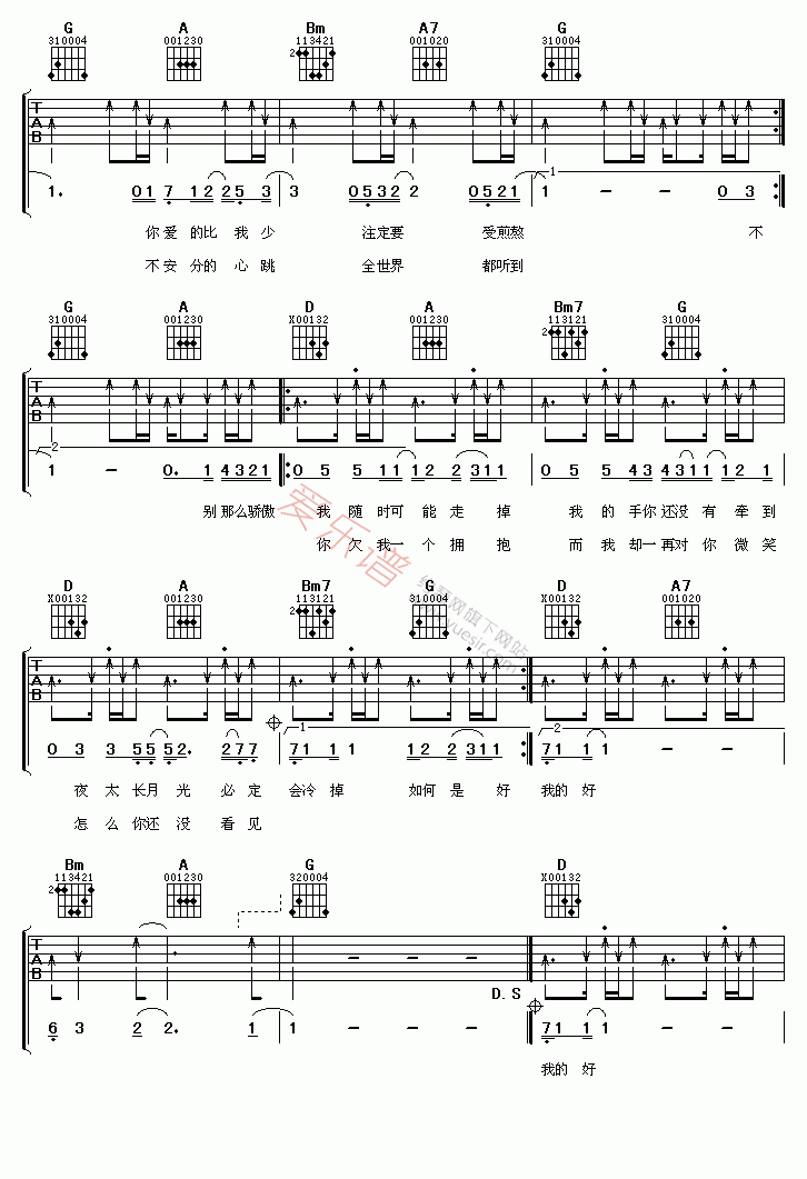 金海心《那么骄傲》 吉他谱