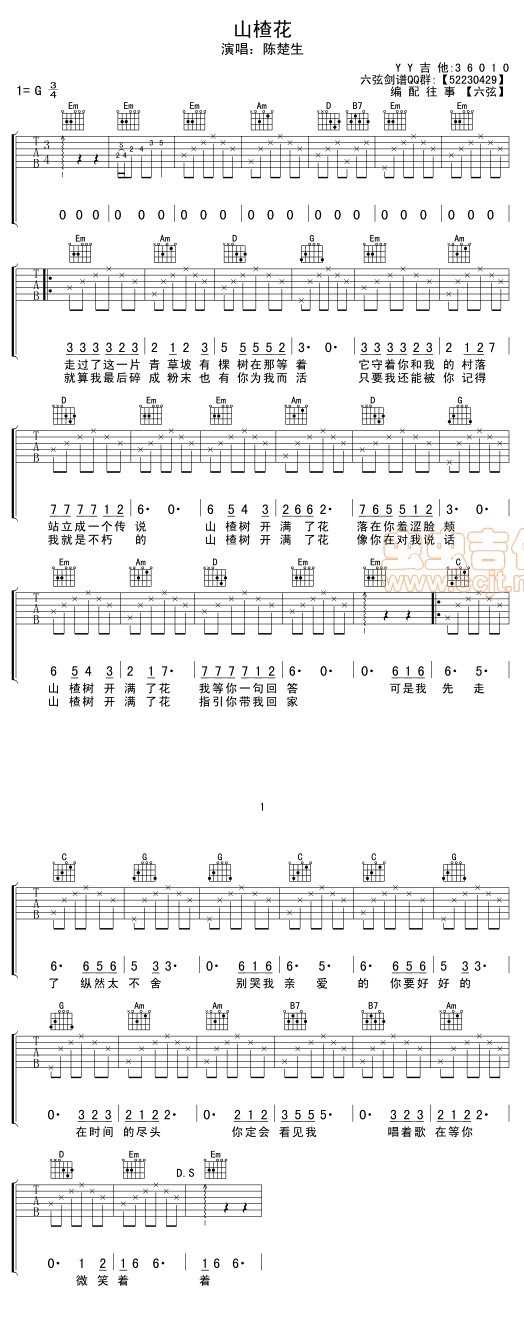 山楂花 吉他谱