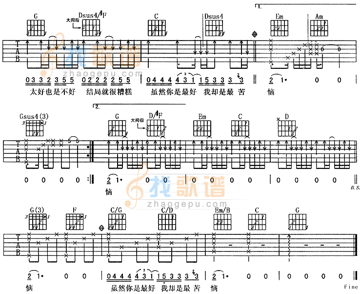 你很好 (阿杜) 吉他谱