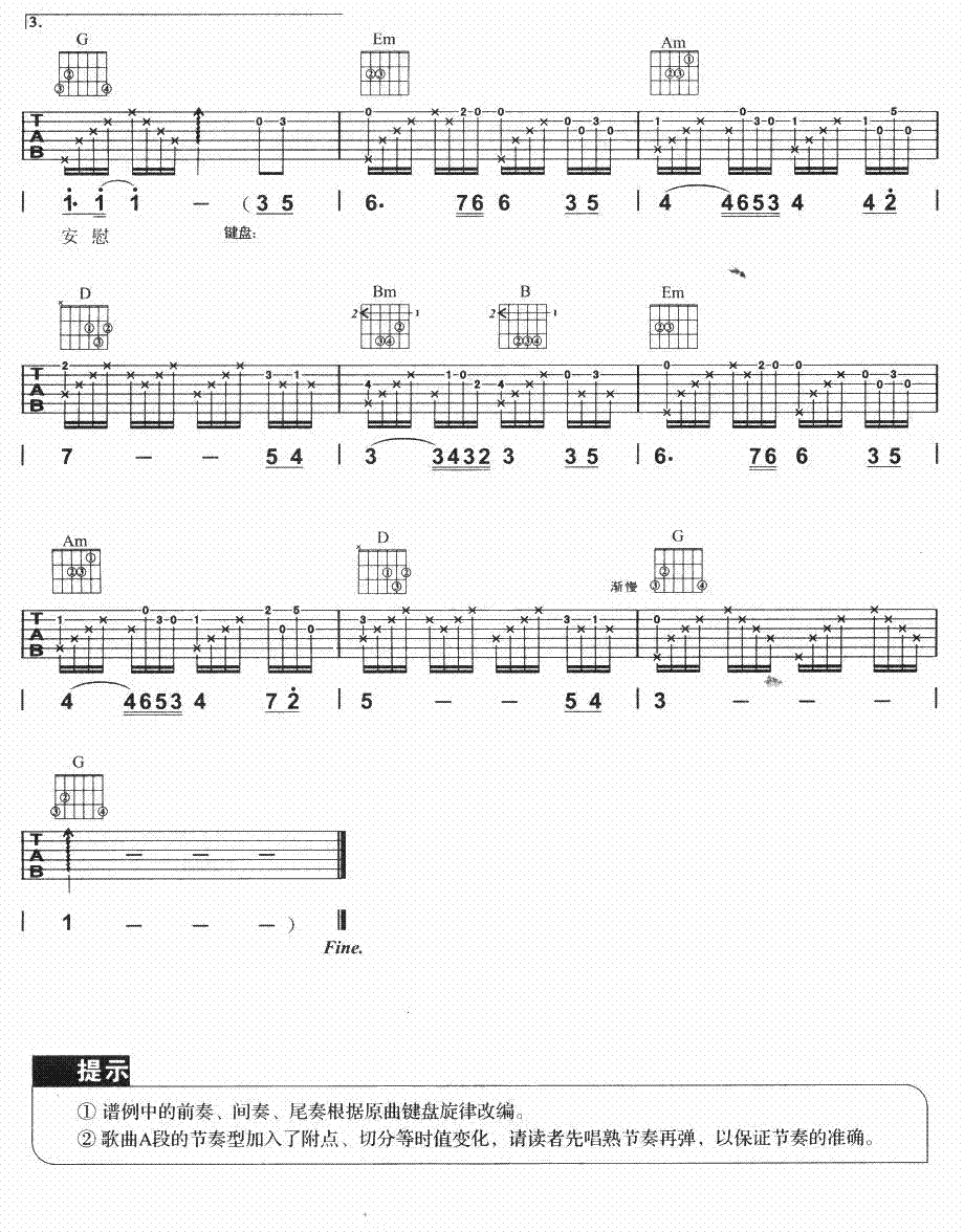 别说我的眼泪你无所谓 吉他谱