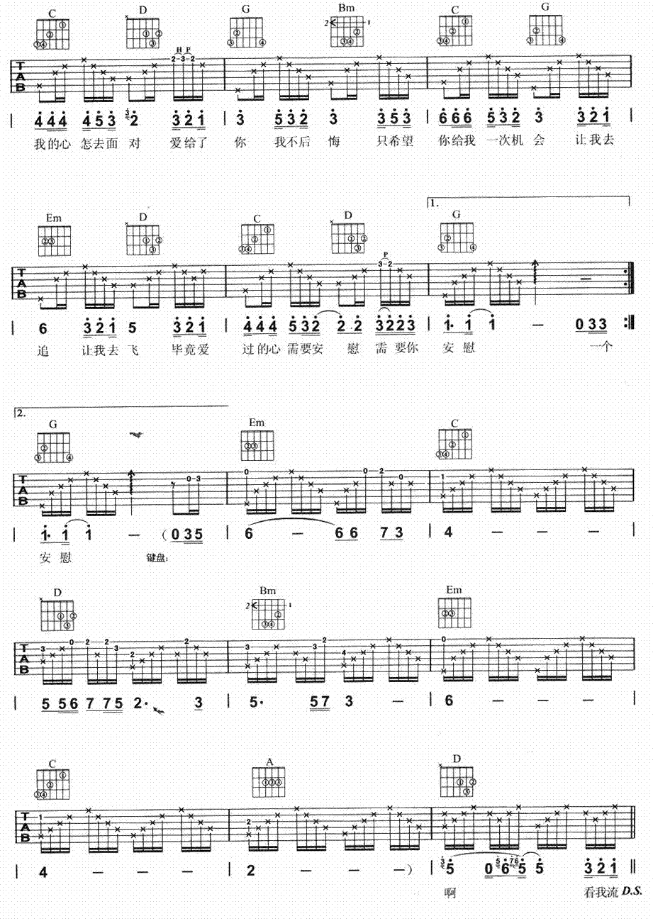 别说我的眼泪你无所谓 吉他谱