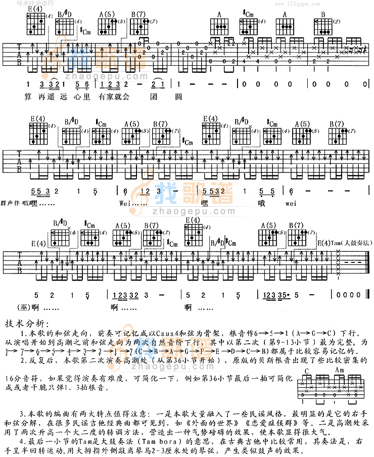 团圆(《卧虎藏龙》主题曲) 吉他谱