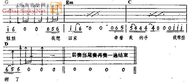 姐姐(张楚） 吉他谱