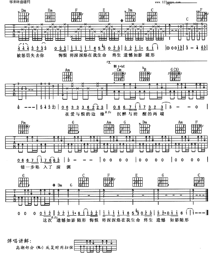 惩罚(羽泉) 吉他谱