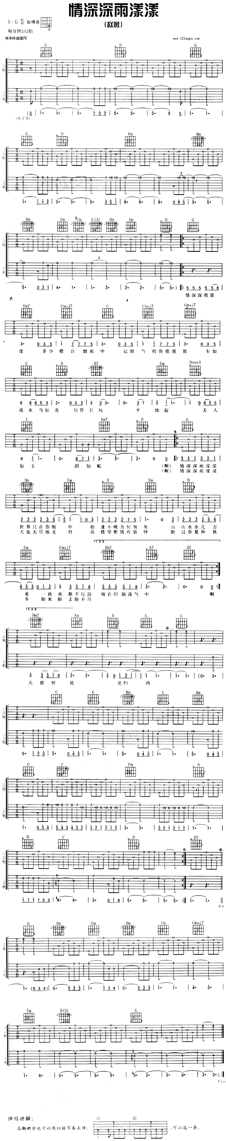 情深深雨蒙蒙(赵薇) 吉他谱